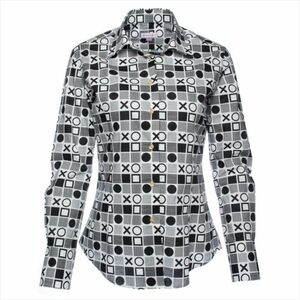 Coton Doux Tic Tac Toe Print Button Down in Black & White Sz 4(XL) 21" PTP